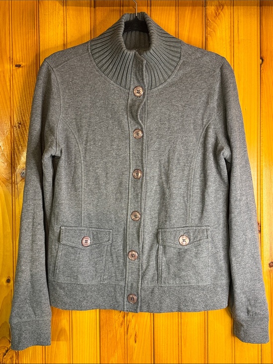 Guess Sweaters - Guess Gray Rib Collar Button-Front Cardigan